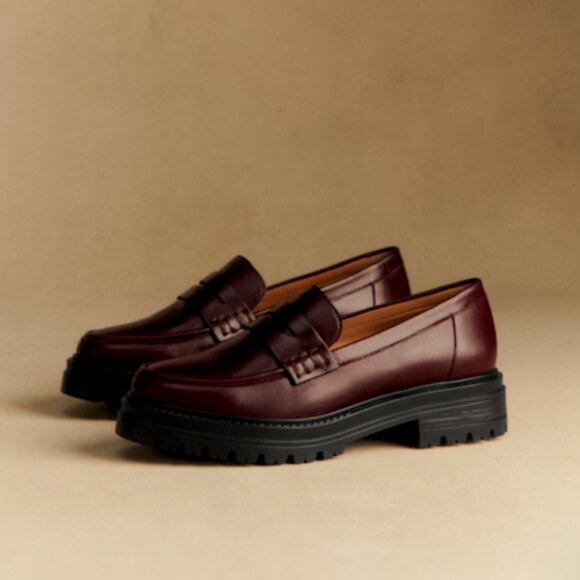 Sezane Albane Loafers Burgundy - Gently Worn Size 8 - Picture 1 of 4